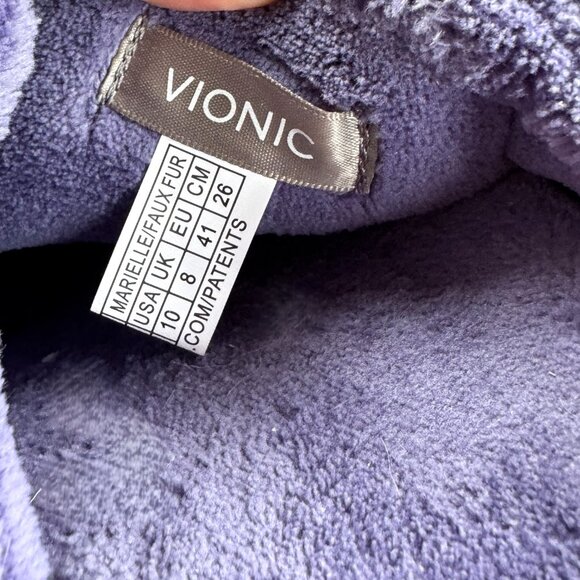 Vionic Marielle Size 10 Blue Fleece Mule Slippers with Orthotic Arch Support - Picture 8 of 11
